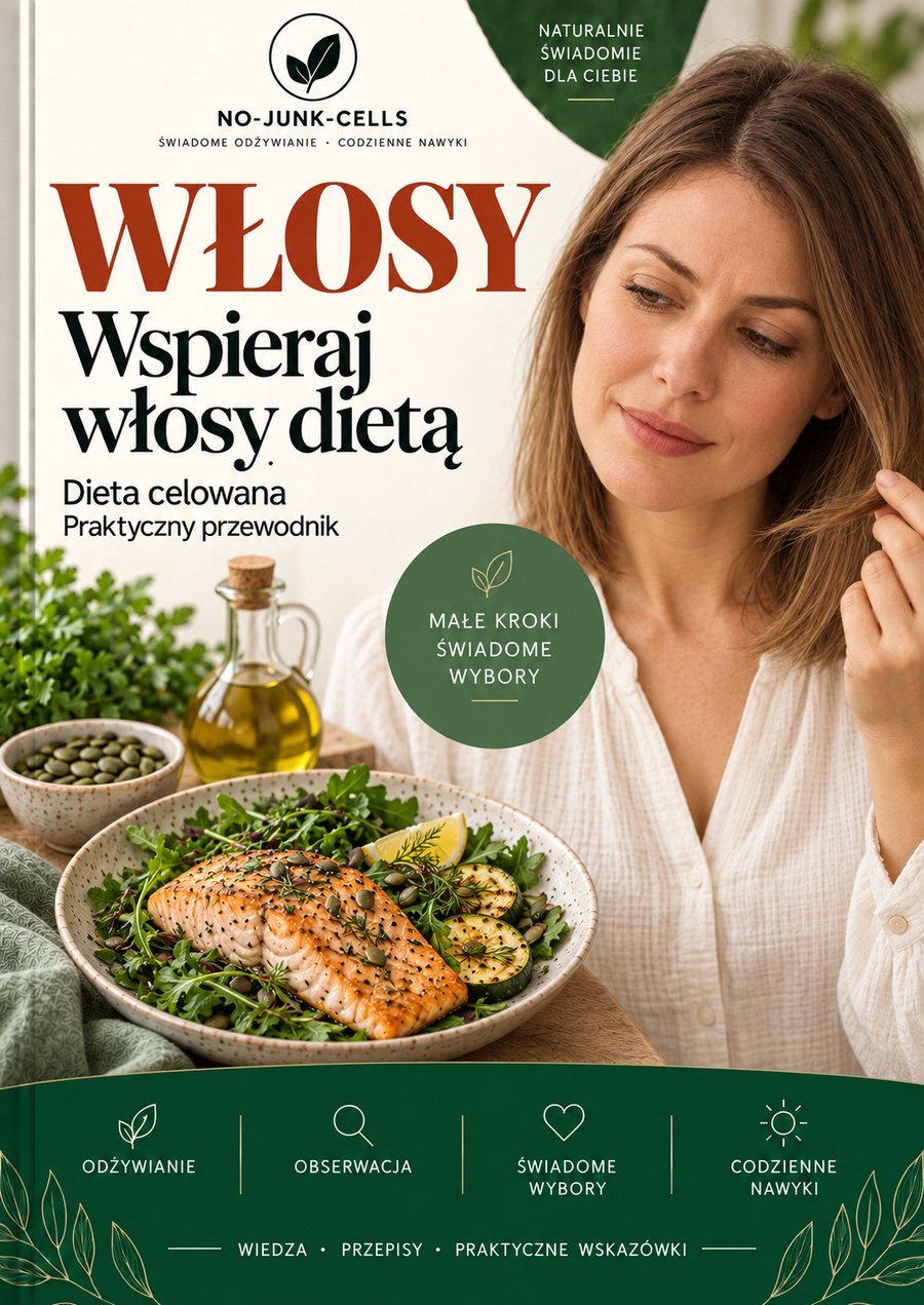 Okładka e-booka: Włosy — wspieraj gęstość i kondycję dietą